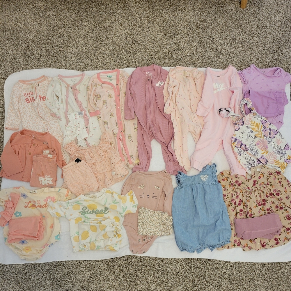 Assorted Baby Girl Clothing Bundle in Different Colors And Brands Size 9 Months
